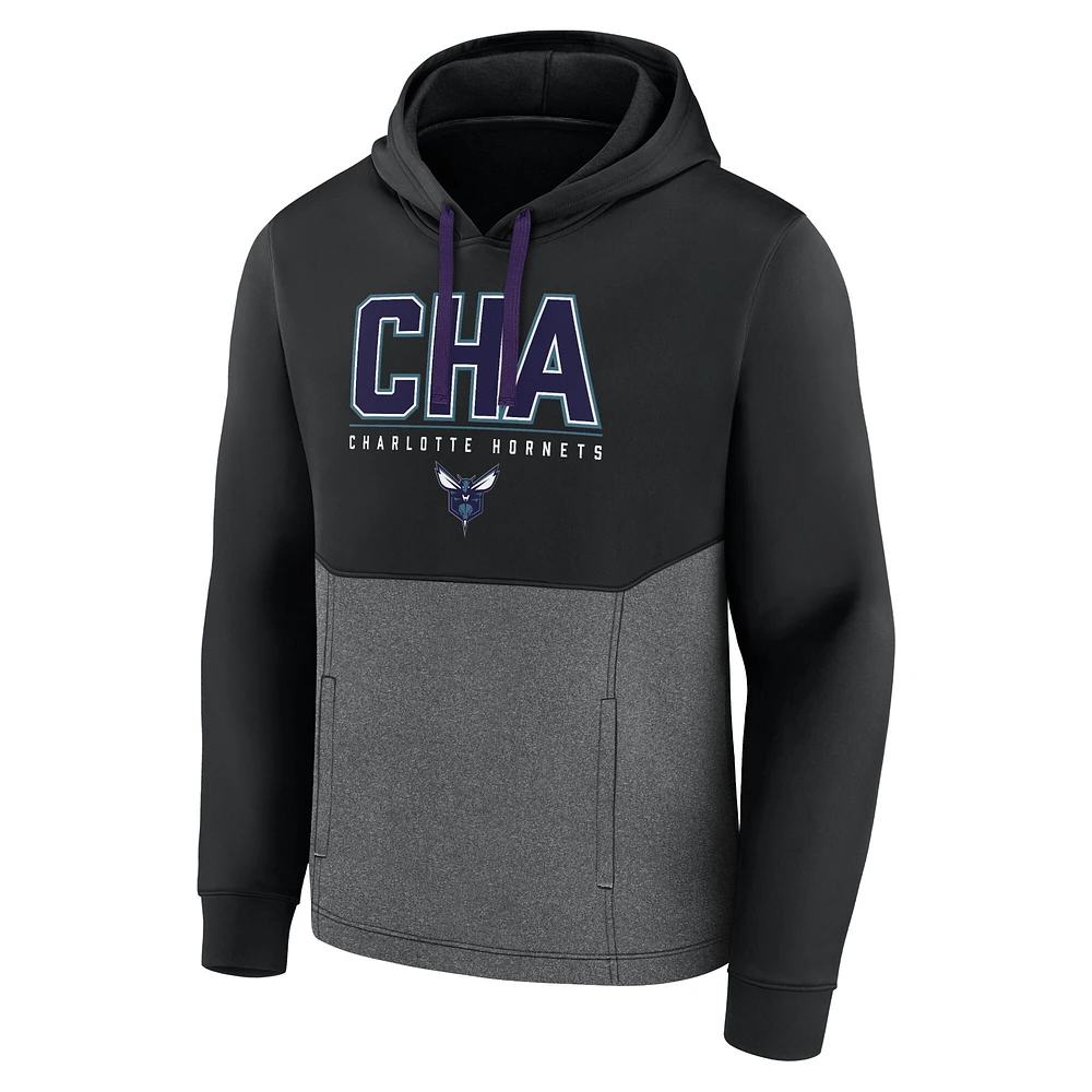 Fanatics pour hommes - Sweat à capuche noir Tri-Blend Successful Charlotte Hornets