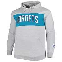 Men's Fanatics Heather Gray Charlotte Hornets Big & Tall Wordmark Pullover Hoodie