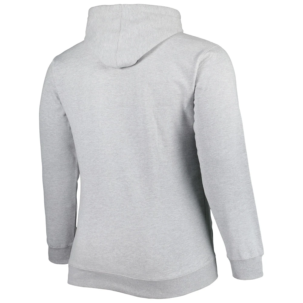 Men's Fanatics Heather Gray Charlotte Hornets Big & Tall Wordmark Pullover Hoodie