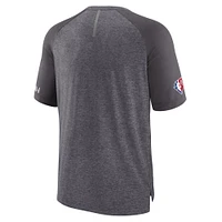 Men's Fanatics Heathered Gray Charlotte Hornets 2022 Noches Ene-Be-A Core Shooting Raglan T-Shirt