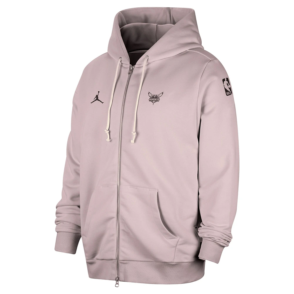 Veste à capuche entièrement zippée pour homme Jordan Brand Light Purple Charlotte Hornets Authentic Standard Issue