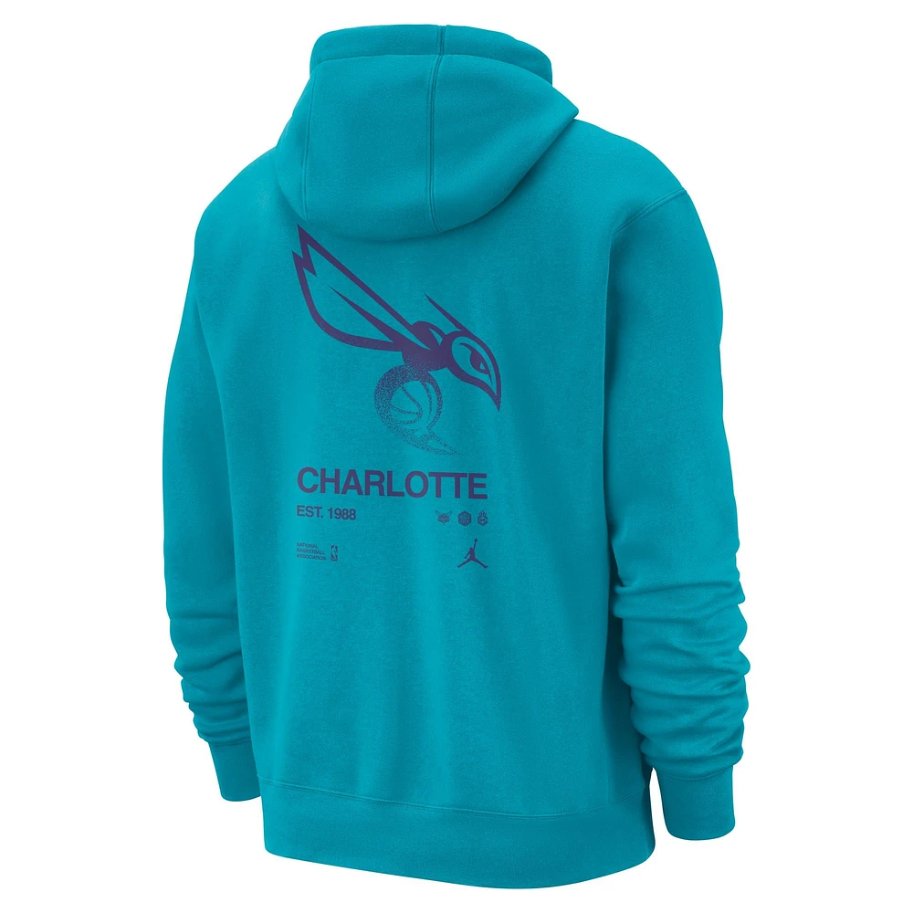 Men's Jordan Brand Teal Charlotte Hornets Courtside Club Pullover Hoodie