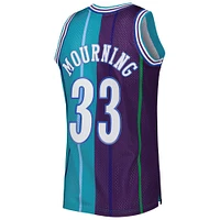 Men's Mitchell & Ness Alonzo Mourning Teal/Purple Charlotte Hornets Hardwood Classics 1992/93 Split Swingman Jersey