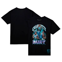 Men's Mitchell & Ness Larry Johnson Black Charlotte Hornets Hardwood Classics Bling Concert Player T-Shirt