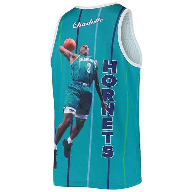 Débardeur de joueur Mitchell & Ness Larry Johnson sarcelle Charlotte Hornets Hardwood Classics pour hommes