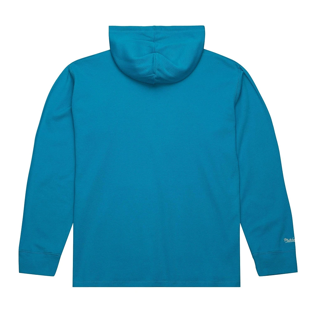 Men's Mitchell & Ness Teal Charlotte Hornets Hardwood Classics Lightweight Thermal Pullover Hoodie