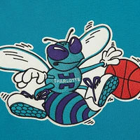 Men's Mitchell & Ness Teal Charlotte Hornets Hardwood Classics Lightweight Thermal Pullover Hoodie