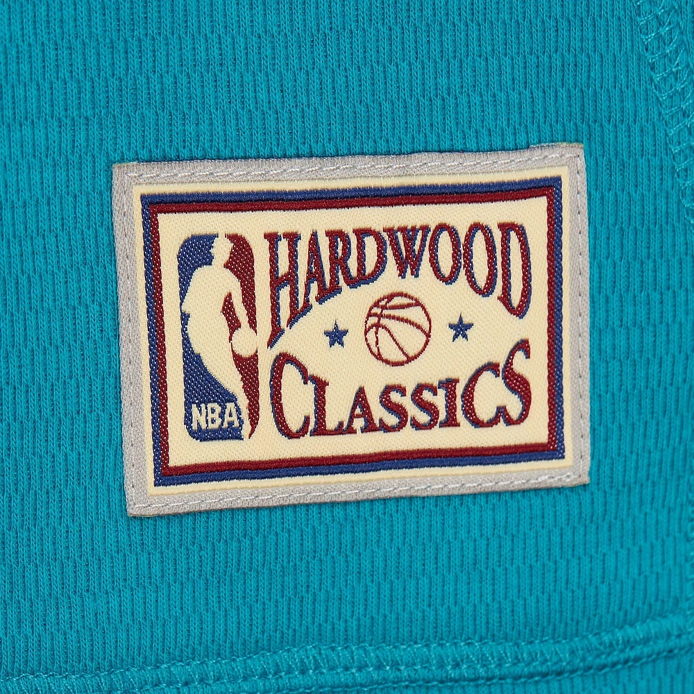 Men's Mitchell & Ness Teal Charlotte Hornets Hardwood Classics Lightweight Thermal Pullover Hoodie
