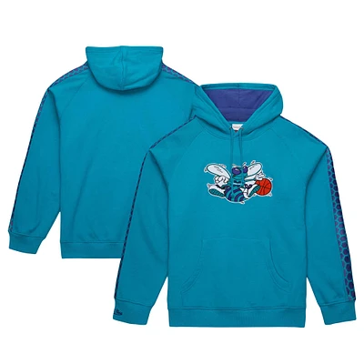 Sweat à capuche raglan Mitchell & Ness Charlotte Hornets Hardwood Classics Nights pour hommes, bleu sarcelle