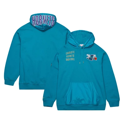 Sweat à capuche en polaire avec logo vintage Mitchell & Ness Charlotte Hornets Team OG 2.0 pour hommes, bleu sarcelle