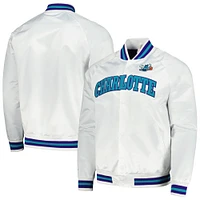 Men's Mitchell & Ness White Charlotte Hornets Hardwood Classics  Throwback Wordmark Raglan Full-Snap Jacket