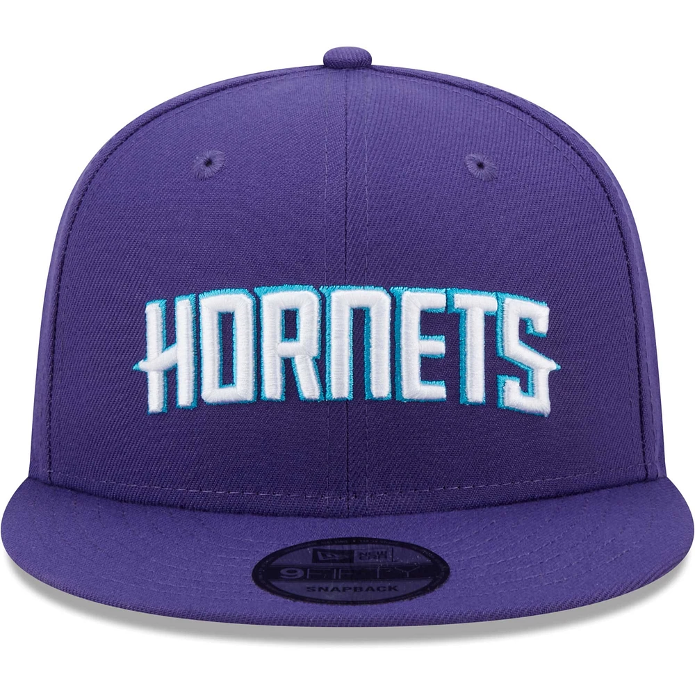 Men's New Era Purple Charlotte Hornets Jersey Hook Statement Edition 9FIFTY Snapback Hat