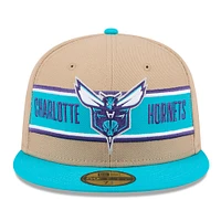 Men's New Era Tan/Teal Charlotte Hornets 2024 NBA Draft 59FIFTY Fitted Hat