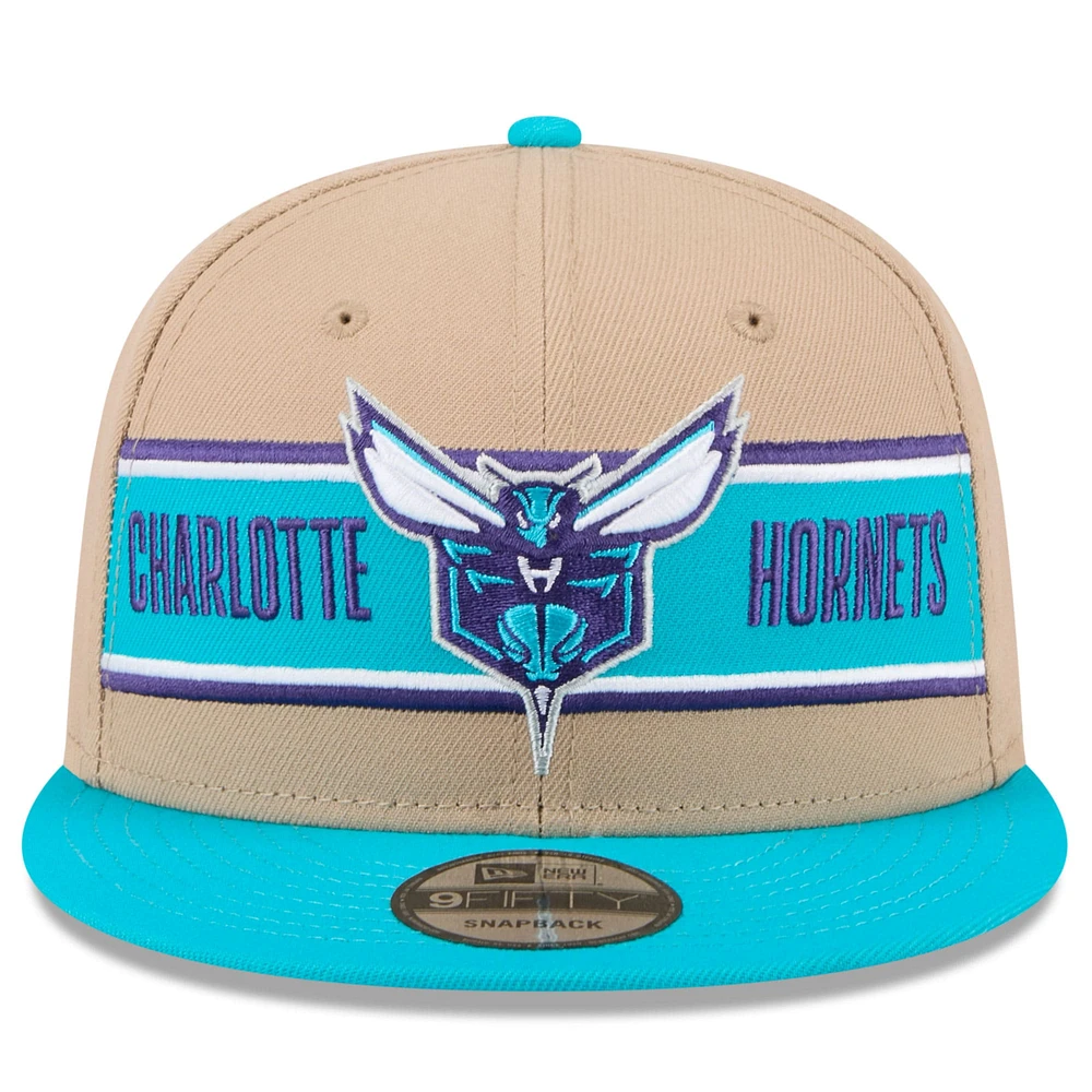 Men's New Era Tan/Teal Charlotte Hornets 2024 NBA Draft 9FIFTY Snapback Hat