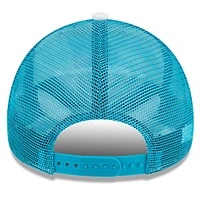 Men's New Era White/Teal Charlotte Hornets Court Sport Foam A-Frame 9FORTY Adjustable Trucker Hat