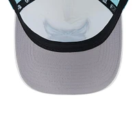 Men's New Era White/Teal Charlotte Hornets Court Sport Foam A-Frame 9FORTY Adjustable Trucker Hat