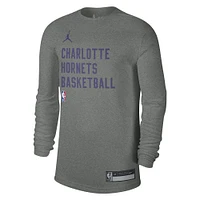 Unisex Jordan Brand Heather Gray Charlotte Hornets 2023/24 Legend On-Court Practice Long Sleeve T-Shirt
