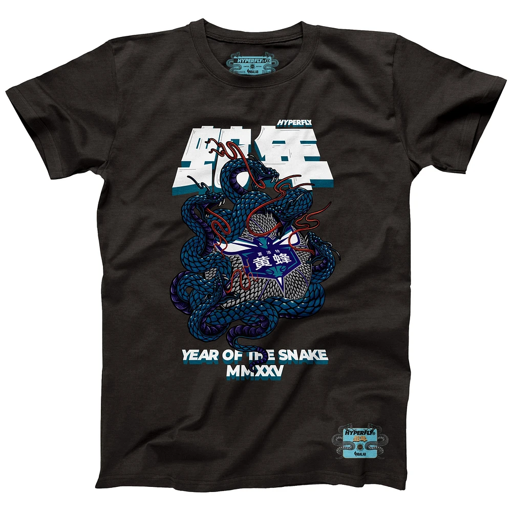 T-shirt unisexe NBALab x Hyperfly Heather Black Charlotte Hornets de la collection Année du serpent Nouvel An lunaire