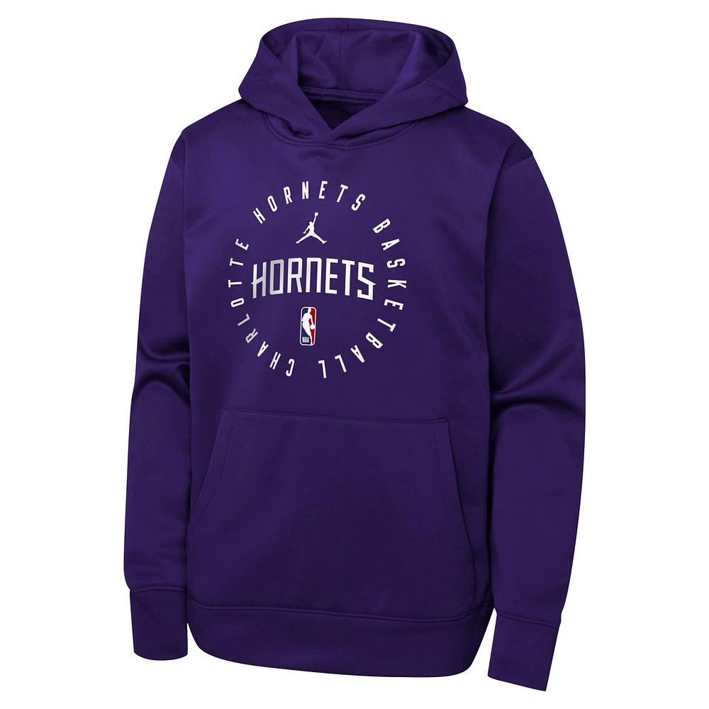 Youth Jordan Brand Purple Charlotte Hornets Performance Practice Spotlight Pullover Hoodie