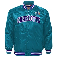 Youth Mitchell & Ness Teal Charlotte Hornets Hardwood Classics Satin Raglan Full-Snap Jacket
