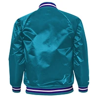 Youth Mitchell & Ness Teal Charlotte Hornets Hardwood Classics Satin Raglan Full-Snap Jacket