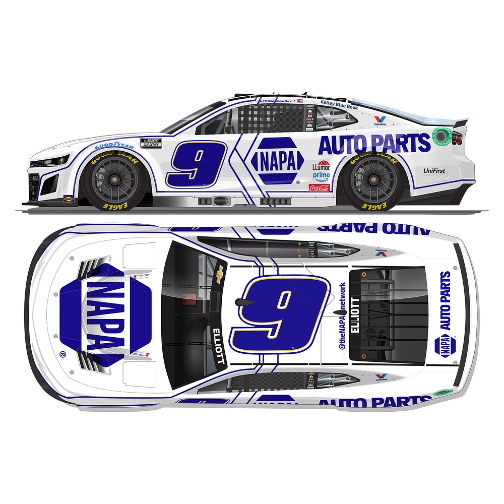 Action Racing Chase Elliott 2025 #9 Napa White 1:24 Couleur Chrome Moulé Sous Pression Chevrolet Camaro ZL1