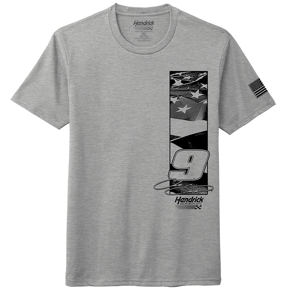 Men's Hendrick Motorsports Team Collection Heather Gray Chase Elliott NAPA Flag T-Shirt