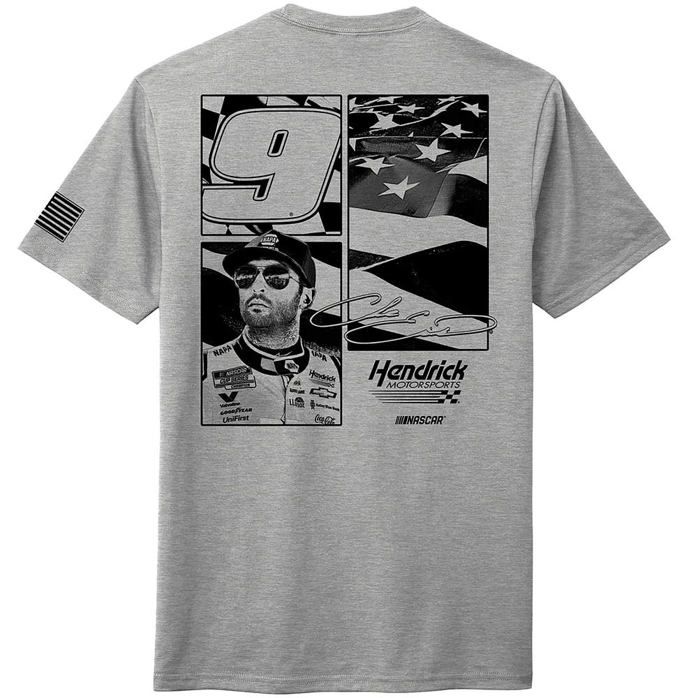 Men's Hendrick Motorsports Team Collection Heather Gray Chase Elliott NAPA Flag T-Shirt