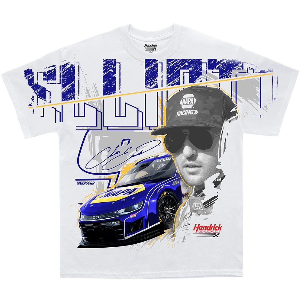Men's Hendrick Motorsports Team Collection White Chase Elliott Total Print T-Shirt