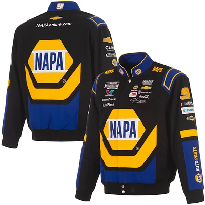 Veste d'uniforme en sergé à boutons-pression Chase Elliott NAPA pour homme de JH Design, noir/royal