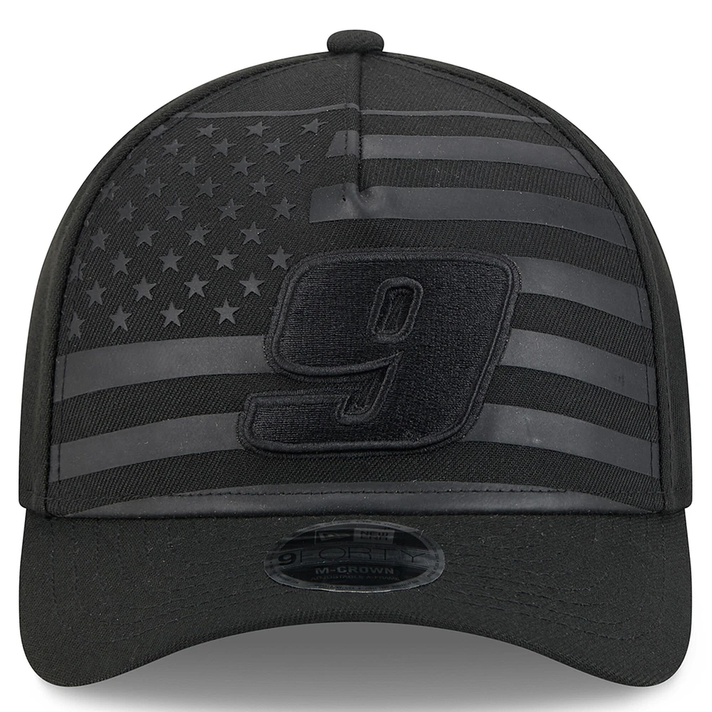 Men's New Era Black Chase Elliott American Flag 9FORTY M-Crown A-Frame Adjustable Hat