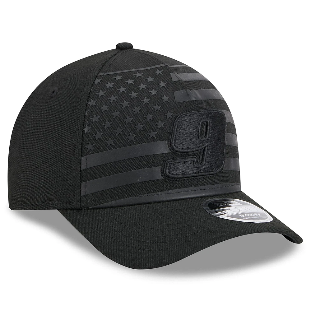 Men's New Era Black Chase Elliott American Flag 9FORTY M-Crown A-Frame Adjustable Hat