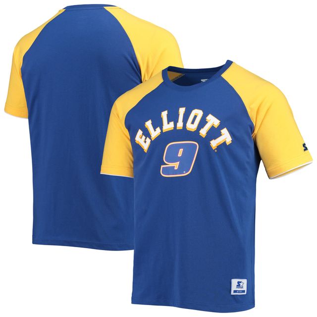 T-shirt raglan Starter Royal/Gold Chase Elliott The Catcher pour homme