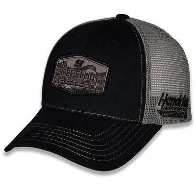 Casquette de camionneur unisexe ajustable avec drapeau à damier noir Chase Elliott