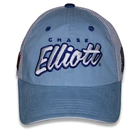 Women's Checkered Flag Sports Light Blue Chase Elliott Pit Box Adjustable Trucker Hat