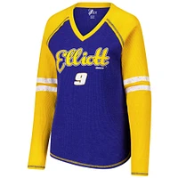 Women's G-III 4Her by Carl Banks  Royal Chase Elliott Winner Tri-Blend V-Neck Long Sleeve T-Shirt