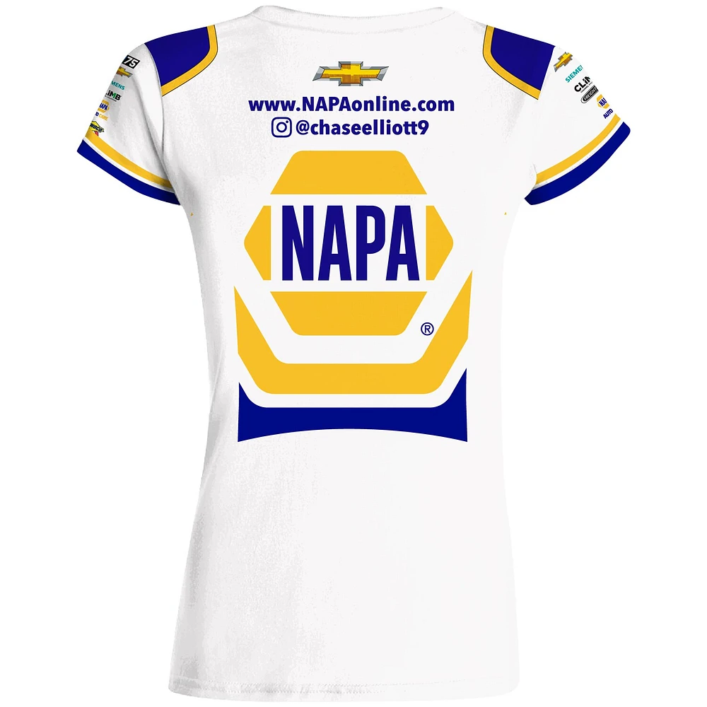 Women's Hendrick Motorsports Team Collection White Chase Elliott NAPA Sublimated Uniform T-Shirt
