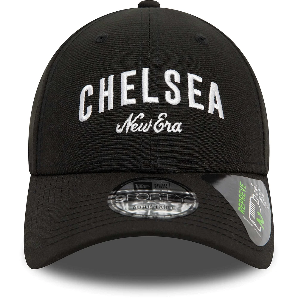 Men's New Era Black Chelsea Wordmark Repreve 9FORTY Adjustable Hat