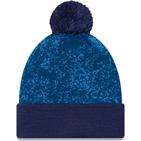 Men's New Era  Blue Chelsea Retro Allover Print Cuffed Knit Hat with Pom
