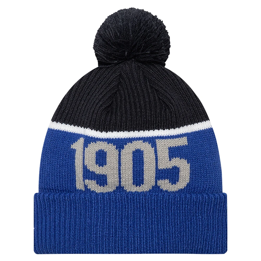 Men's New Era Blue Chelsea Sport Cuffed Knit Hat with Pom