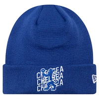 Bonnet en tricot à revers et logo Chelsea bleu New Era pour hommes