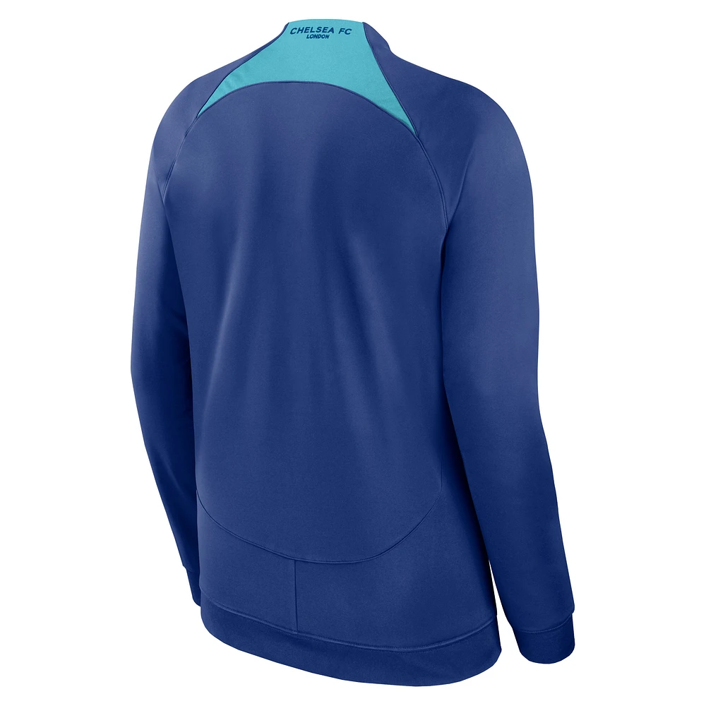 Men's Nike Blue Chelsea Academy Pro Anthem Fitted Raglan Performance Full-Zip Jacket