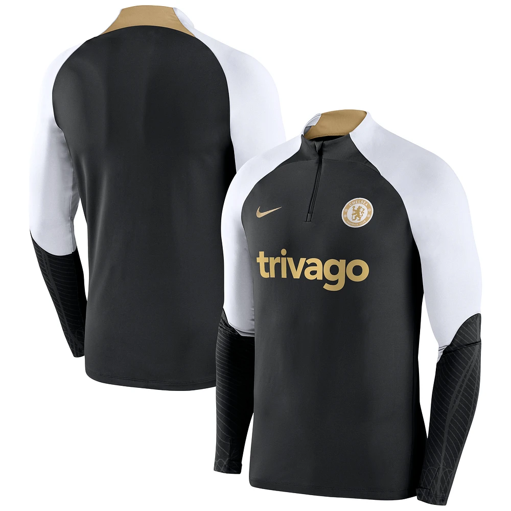 Haut à manches longues avec fermeture éclair quart de performance Nike Chelsea Strike Drill 2023/24 pour Homme - Bleu marine