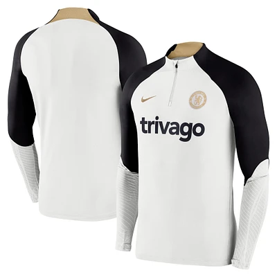 Haut à manches longues avec fermeture éclair quart de performance Nike Chelsea Strike Drill 2023/24 pour Homme - Blanc