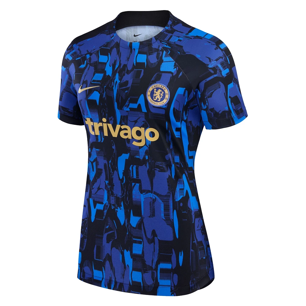 Haut d'avant-match Nike bleu Chelsea 2023/24 Home Academy Pro pour femme
