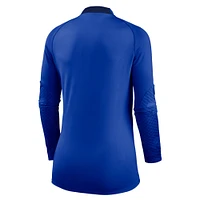 Women's Nike Blue Chelsea Strike Drill Raglan Performance Quarter-Zip Top