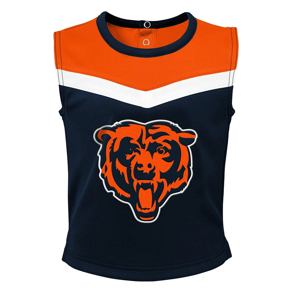 Girls Toddler Navy Chicago Bears Spirit Cheer Two-Piece Cheerleader Set with Bloomers