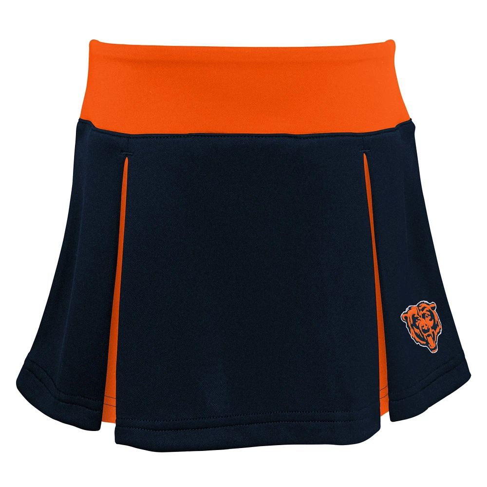 Girls Toddler Navy Chicago Bears Spirit Cheer Two-Piece Cheerleader Set with Bloomers