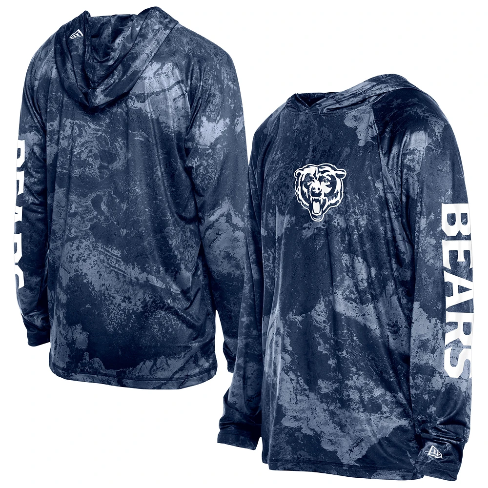 Men's New Era  Navy Chicago Bears RealTree Xtreme Camo Raglan Long Sleeve Hooded Top
