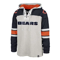 Men's '47 Gray/Navy Chicago Bears Gridiron Lace-Up - Pullover Hoodie